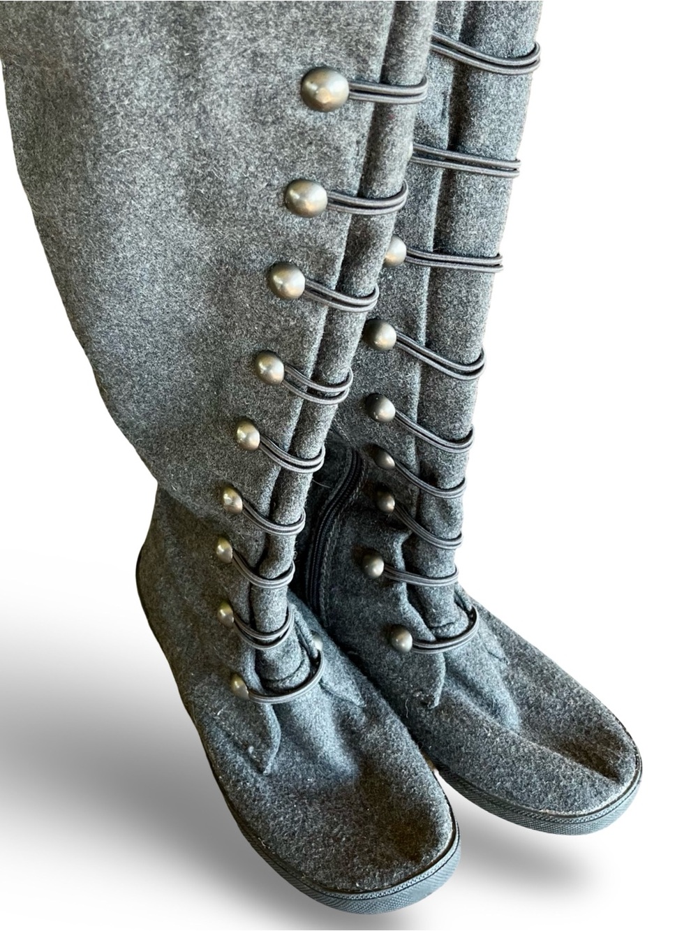 Blowfish Malibu Humvee Grey Flannel Knee High Button Boots Size 7 - Picture 5 of 14